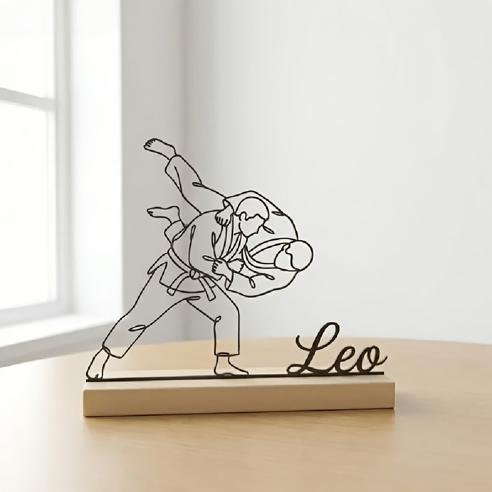 Desktop Laser Engraver - Maßgefertigte Gravierte Judo Kampfkunst-Statue mit Holzsockel
